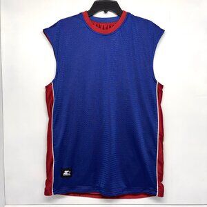 Vintage Starter Jersey Blue Red Reversible Blank Sleeveless Tagless Men's XL